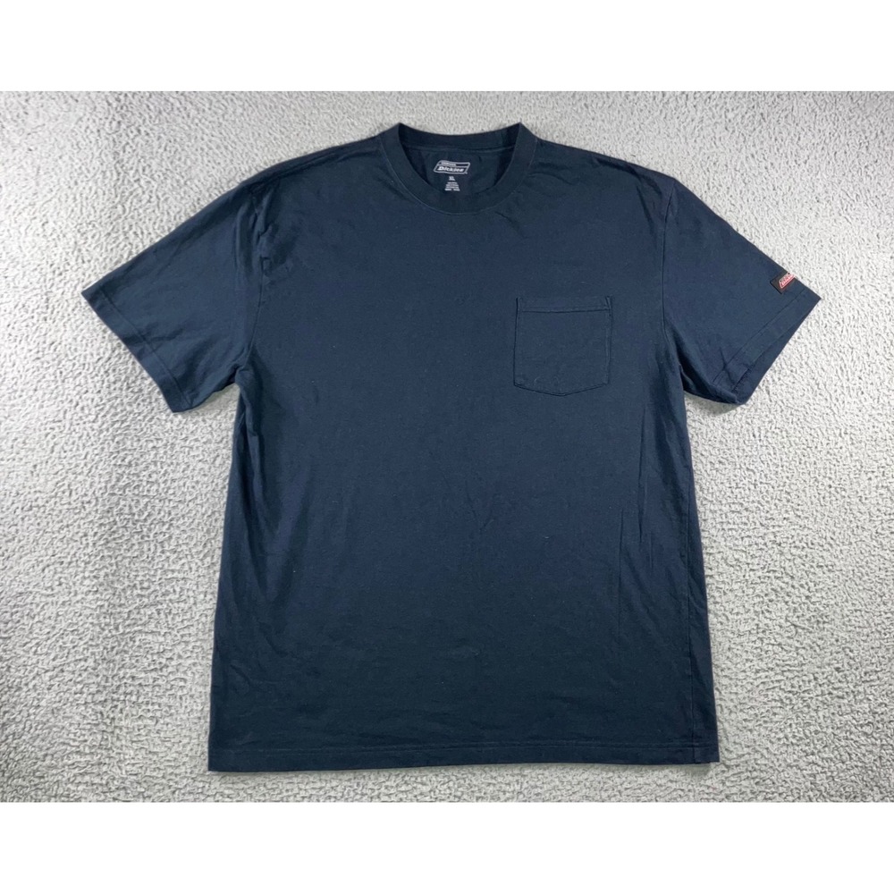 Genuine Dickies Pocket T-Shirt Men XL Navy Blue S/S Cotton Logo Work Essential